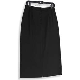 NWT Womens Black Pleated Back Slit Midi Straight & Pencil Skirt Size 8