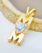 14K Yellow Gold Heart CZ Mom Pendant 1.9g image number 2
