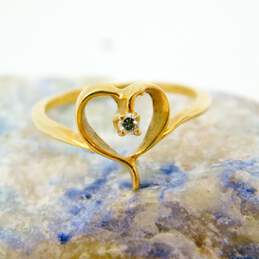 14K Yellow Gold Diamond Accent Heart Ring 1.4g