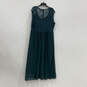 NWT Womens Green Lace Short Sleeve Round Neck Back Zip A-Line Dress Size 20 image number 2
