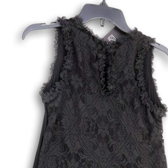 NWT Womens Black Pleated Lace Sleeveless Round Neck A-Line Dress Size M image number 4