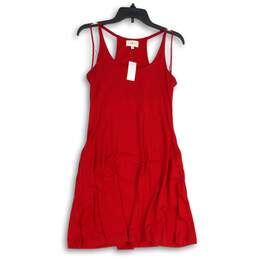 NWT Womens Red Scoop Neck Sleeveless Knee Length A-Line Dress Size Small