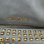 Womens Baby Blue Leather Studded Inner Pockets Adjustable Strap Backpack Bag image number 4