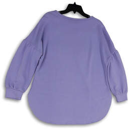 NWT Womens Blue Round Neck Long Sleeve H--Low Hem Pullover Sweatshirt Sz S alternative image