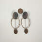 Designer J. Crew Two-Tone Oval Shape Open Hoops Classic Dangle Earrings image number 2