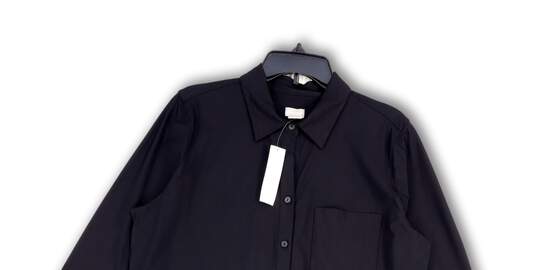 NWT Womens Black Long Sleeve Spread Collar Pocket Button-Up Shirt Size 2 image number 3