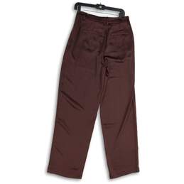NWT Good American Womens Burgundy Slash Pockets Flat Front Dress Pants Size 6/28 alternative image