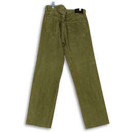 Mens Green Flat Front Pockets Straight Leg Corduroy Chino Pants Size 31 alternative image