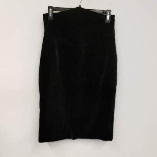 Vintage Womens Black Flat Front Back Zip Straight & Pencil Skirt Size 38 image number 2