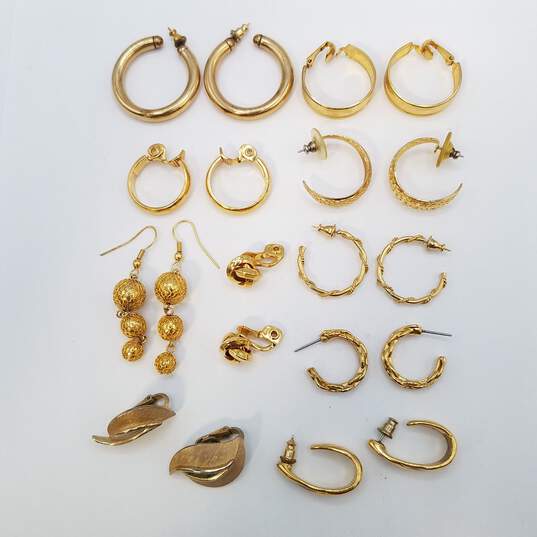 Unique Design Gold Tone Fashion Clip and Pin Earrings Bundle image number 9