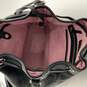 Womens Black Leather Inner Outer Zipper Pocket Drawstring Bucket Bag Purse image number 4