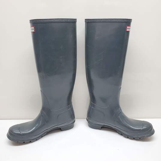 Hunter Original Gloss Gray Rain Boots Size 7M/8F image number 3