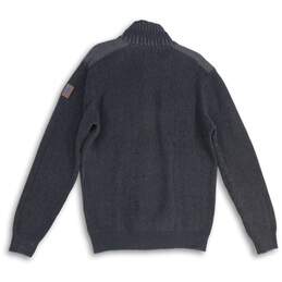 NWT Mens Black Knitted Mock Neck Flap Pocket Full-Zip Sweater Size XXXL alternative image
