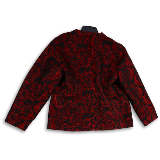 NWT Womens Red Black Paisley Long Sleeve One Button Blazer Jacket Size 2 image number 2