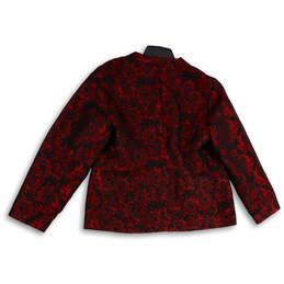 NWT Womens Red Black Paisley Long Sleeve One Button Blazer Jacket Size 2 alternative image