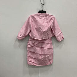Womens Pink Embroidery 3/4 Sleeve Jacket And Mini Dress Two Piece Set Sz 4 alternative image