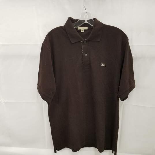 Burberry London Brown Cotton Polo Shirt Men's Size M image number 1