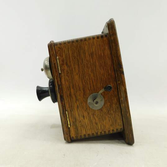 The North Electric Co. Wood Box Crank Wall Phone Vintage Landline Telephone P&R image number 4