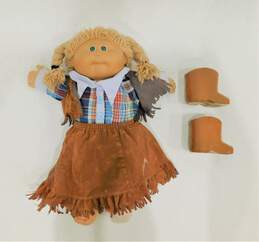 Vintage Cabbage Patch Doll Cowgirl Blonde Hair Green Eyes