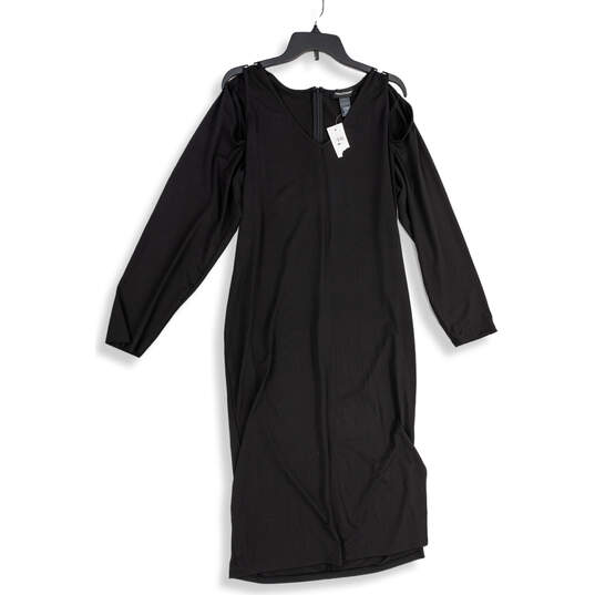 NWT Womens Black Cold Shoulder V-Neck Back Zip Sheath Dress Size 18/20 image number 1