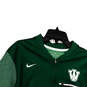 Mens Green Dri-Fit Mock Neck Quarter Zip Side Slit Pullover T-Shirt Size XL image number 3
