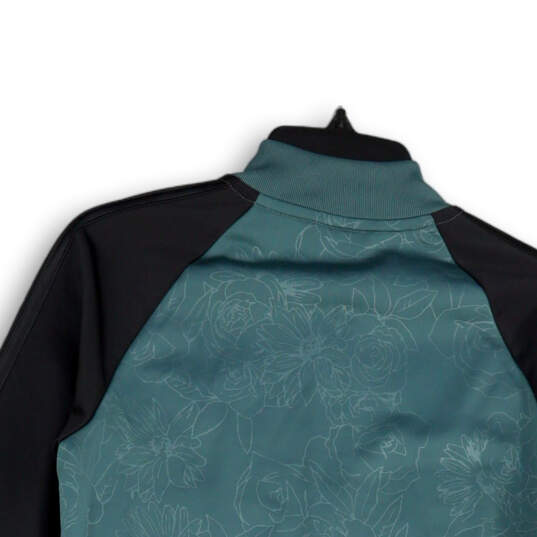 Womens Green Black Long Sleeve Full-Zip Embossed Track Jacket Size Small image number 4