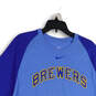 Mens Blue Brewers Crew Neck Long Sleeve Pullover T-Shirt Size XXL image number 3