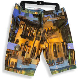 Mens Multicolor Printed Flat Front Slash Pocket Cargo Shorts Size 36 alternative image