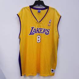 Unisex Adults Yellow Purple Los Angeles Lakers Kobe Bryant #8 Jersey Sz 2XL