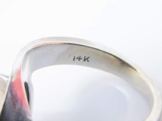 Vintage 14K White Gold Pearl 0.12 CTTW Diamond Ring 6.8g image number 5