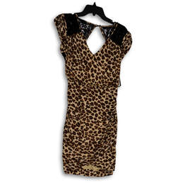 NWT Womens Multicolor Animal Print V-Neck Back Cut out Bodycon Dress Size L