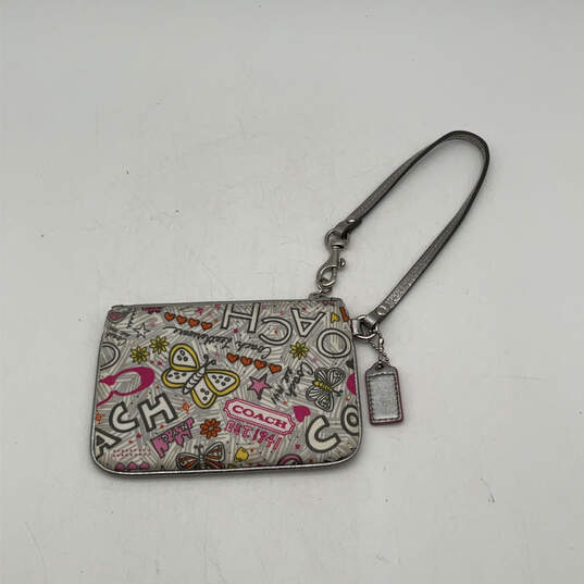 Womens Gray Butterfly Heart Glitter Glam Graffiti Bag Charm Wristlet Wallet image number 2