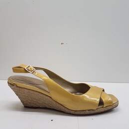 Cole Haan Gold Patent Leather Espadrille Sandal Wedge Shoes Size 9.5 B