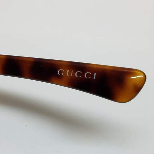 AUTHENTICATED Gucci Brown Tort Quilted Logo Vintage Sunglasses image number 4