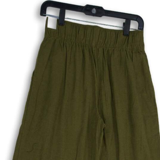 NWT Abercrombie & Fitch Womens Green Pleated Wide Leg Pull-On Ankle Pants Sz XS image number 4