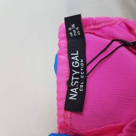 Nasty Gal Collection Hot Pink Petite Satin Corset Detail Dress WM Size 4 NWT image number 3