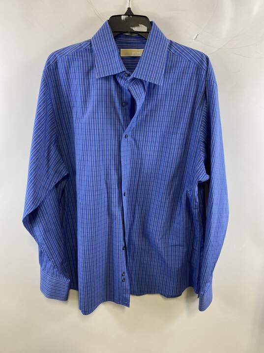 Michael Kors Men Blue Plaid Button Up XL image number 1