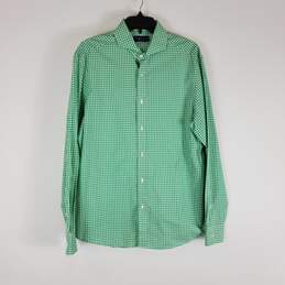 Ralph Lauren Men Green Gingham Dress Shirt XL