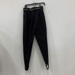 Postcard Womens Black Belted Zipper Pocket Flat Front Dress Pants Size 12 alternative image