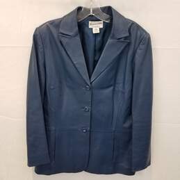 Pendleton Long Sleeve Blue Leather Jacket Adult Size M