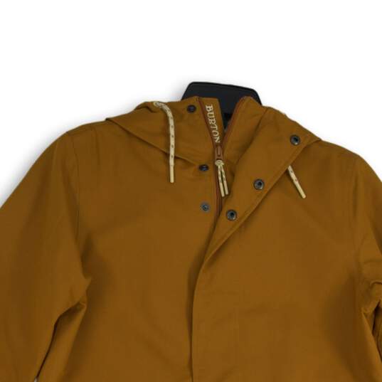 Womens Orange Long Sleeve Hooded Full-Zip Parka Jacket Size Small image number 3