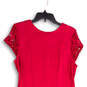 Womens Red Lace Short Sleeve Back Zip Knee Length Fit & Flare Dress Size 12 image number 3