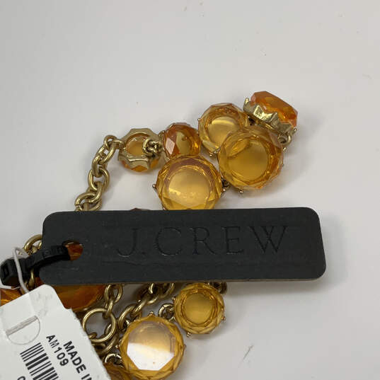 Designer J. Crew Gold-Tone Orange Crystal Cut Stone Statement Necklace image number 4