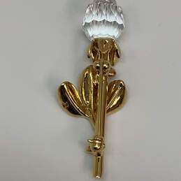 Designer Swarovski Gold-Tone Clear Crystal Rose Brooch Pin With Box alternative image