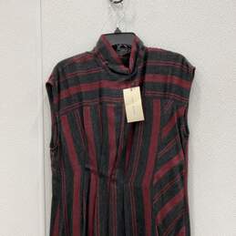 NWT Zara Woman Womens Red Gray Striped Mock Neck Sleeveless Shift Dress Size L alternative image