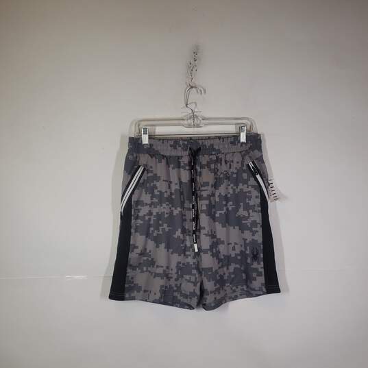 Mens Camouflage Drawstring Waist Flat Front Athletic Shorts Size Medium image number 1
