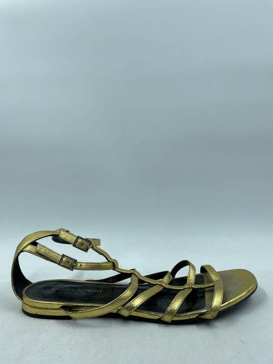 Buy the Authentic Saint Laurent Gold Gladiator Sandals W 8 | GoodwillFinds