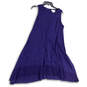 Womens Blue Round Neck Back Zip Sleeveless Classic A-Line Dress Size 8 image number 1
