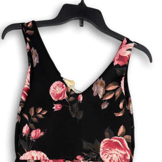 NWT Womens Black Pink Floral Sleeveless V-Neck Short Fit & Flare Dress Sz S image number 4