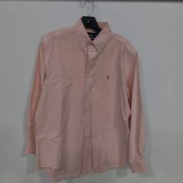 Ralph Lauren Men's Pink Collared Dress Shirt Size 15.5-33